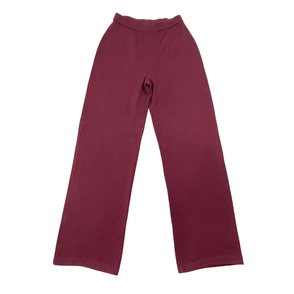 St John Collection by Marie Burgundy Santana Knit Wide Leg Pants Size 2
